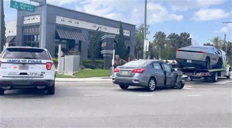 Tesla Cybertruck Gets T Boned By A Nissan Sentra It Barely Felt