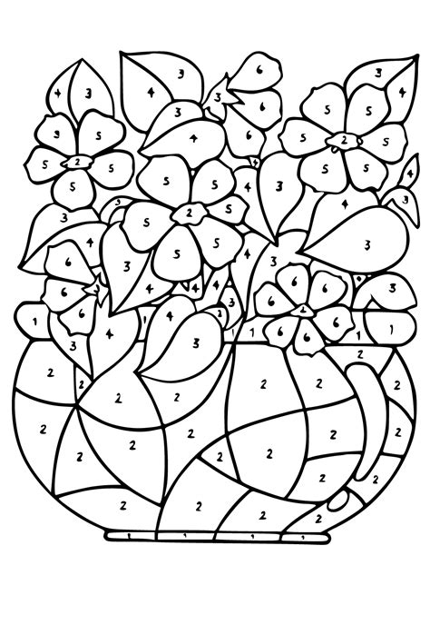 Free Printable Color By Number Flowers Coloring Page for Adults and ...