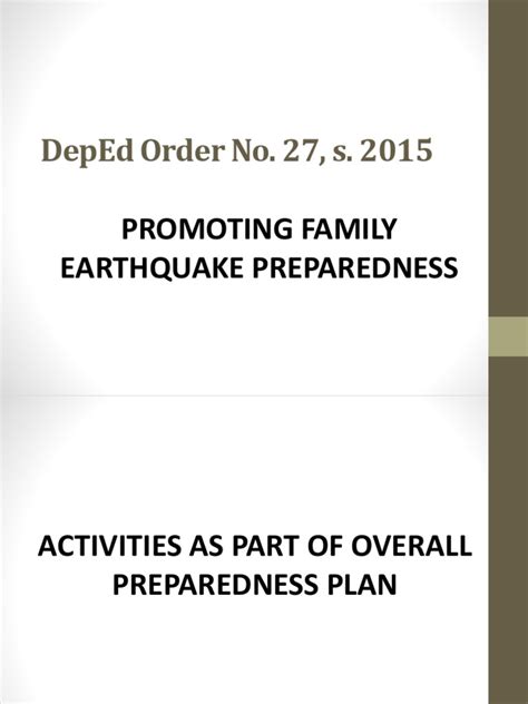 deped order     promoting family earthquake preparedness