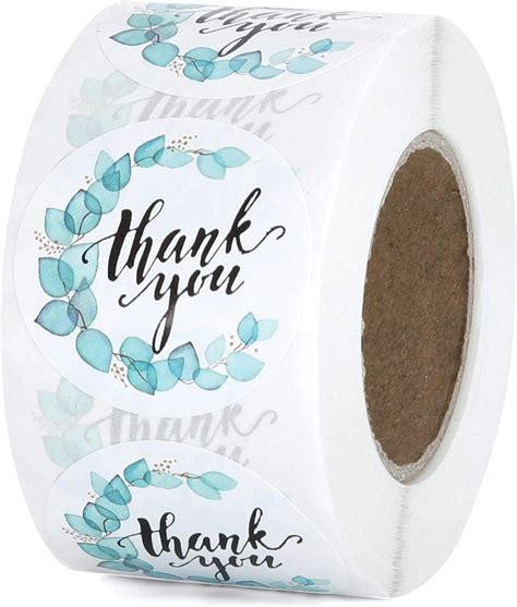 Amazon 2 Round Blue Vintage Floral Thank You Faovor Stickers