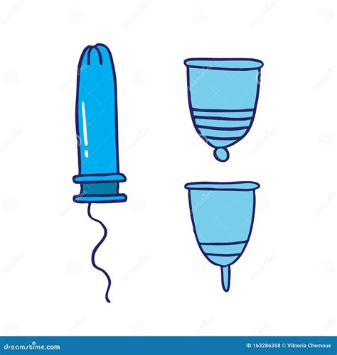 Menstrual Cup And Tampon Doodle Icon Vector Illustration Stock