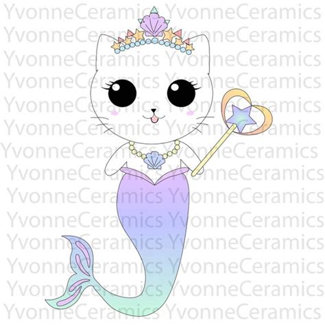 Cartoon Mermaid Svg Mermaid Tail Svg File Mermaid Cat Svg Etsy