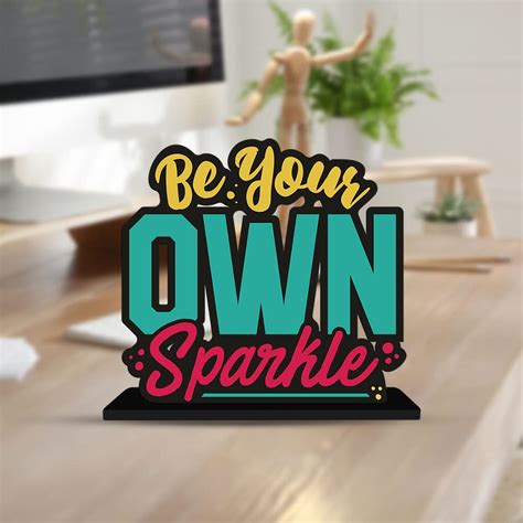 Buy Artvibes Art Vibes Wooden Idols And Figurine Be Your Own Sparkle Motivational Quote Table