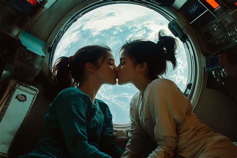 First lesbians to kiss in space by Promptist on DeviantArt