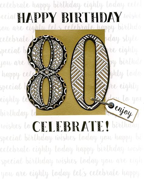 80th Birthday Gigantic Greeting Card Embellished And Flittered A4 Sized