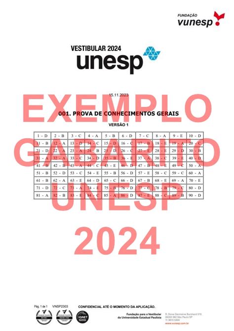 Unesp 1ª Fase Provas 2019 a 2024 Gabarito Oficial https