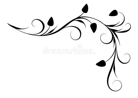 Floral Corner Ornament with Leaves and Abstract Lines. Graceful Element ...