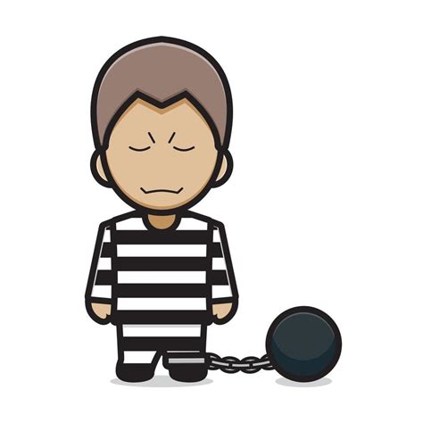 Cute Prisoner Character Cartoon Vector Icon Illustration 2086393 Vector