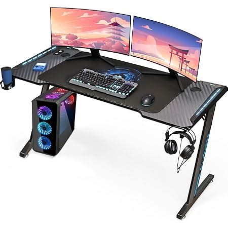 Hlfurnieu Bureau Gaming Avec Led Bureau Gamer Cm Table