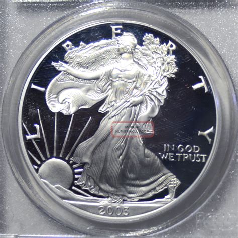 2003 W American Eagle Silver Dollar Pr69 Dcam Pcgs Proof 69 Deep Cameo