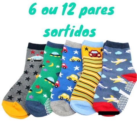 Kit 12 Pares De Meias Infantil De 0 Meses Ate 8 Anos