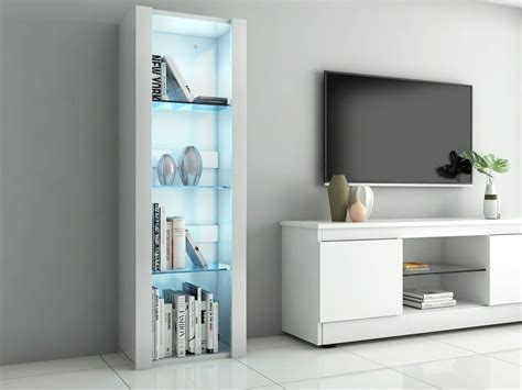 Buy Led Tall Display Cabinet With Glass Shelf High Gloss Fronts Living