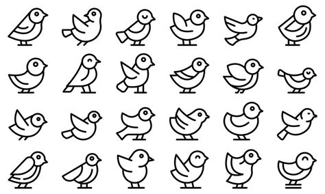 Sparrow Icons Set Outline Vector Fly Bird Vector Art At Vecteezy