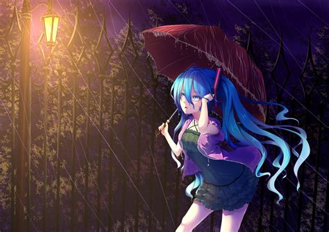 Hintergrundbilder Anime Regen Regenschirm Vocaloid Hatsune Miku