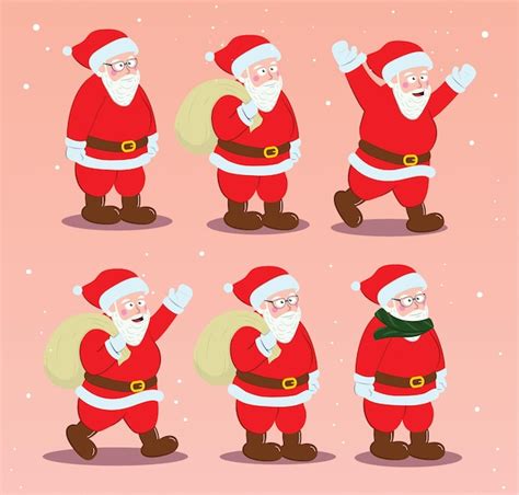 Premium Vector | Santa claus characters collection