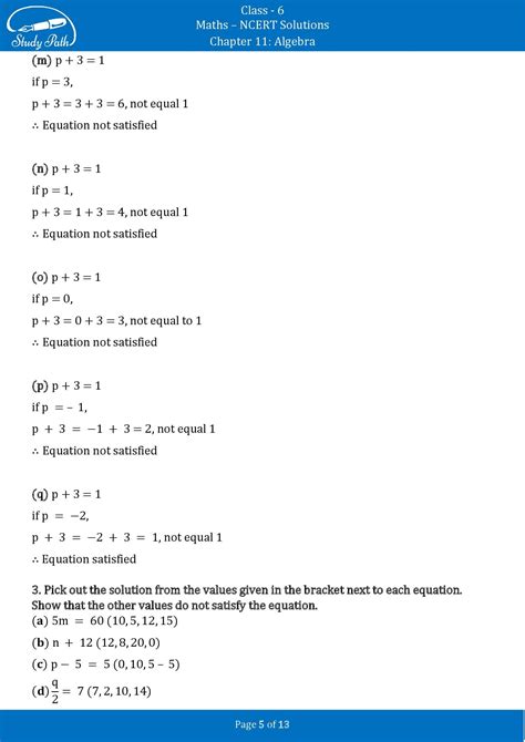 NCERT Solutions for Class 6 Maths Chapter 11 Algebra – Study Path