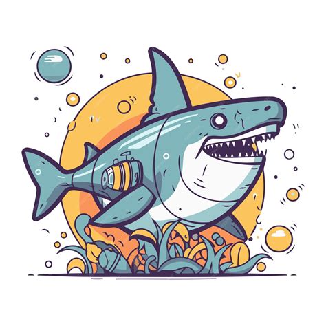 premium vector vector illustration  cartoon shark cute shark vector
