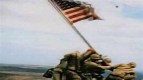 Raising The Flag On Iwo Jima Color Footage Youtube