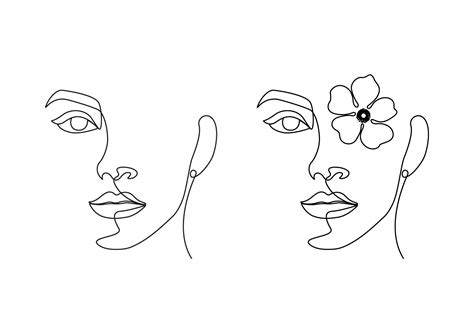 Women Linear With Flowers Drawing Graphic By Subujayd · Creative Fabrica