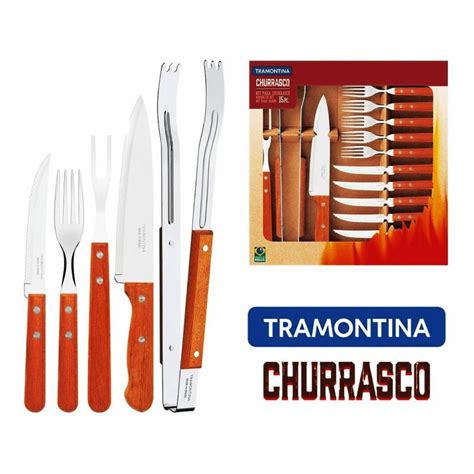 Conjunto Para Churrasco Tramontina - Conjunto Para Churrasco Inox Tramontina 15 pçs | Shopee Brasil