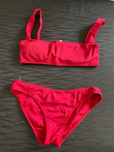 Pearly Pop Red Bikini Women S Fashion Swimwear Bikinis Swimsuits On Carousell