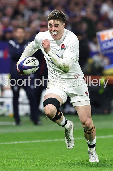 Tommy Freeman England breaks clear to score v France Lyon Six Nations ...