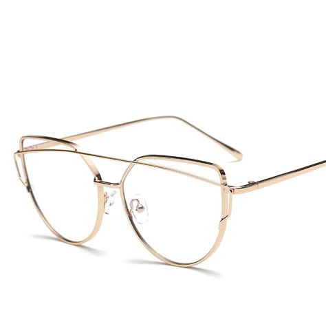 Fashion Rose Gold Polygon Metal Eyeglasses Frame Clear Lens Myopia Glasses Oversized Spectacle