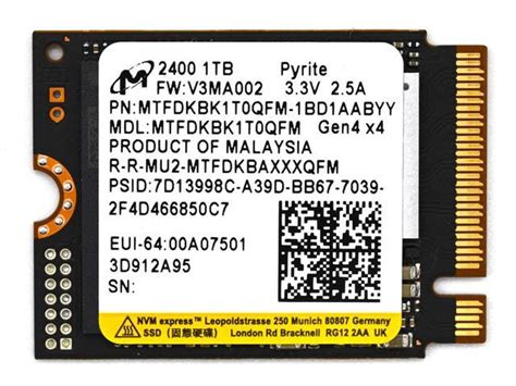 1TB Micron 2400 M.2 2230 NVMe PCIe 4.0x4 SSD MTFDKBK1T0QFM-1BD1AABYYR ...
