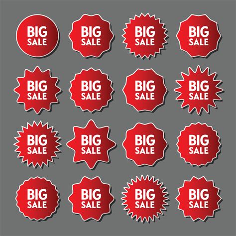 Set Of Red Round Abstract Shapes Sale Label Badges 16116712 Vector Art