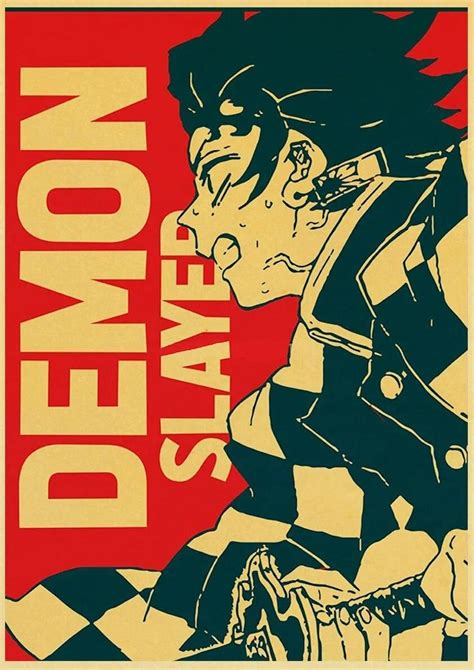 Demon Slayer Kimetsu No Yaiba Tanjirou Nezuko Anime Poster Kraft Paper