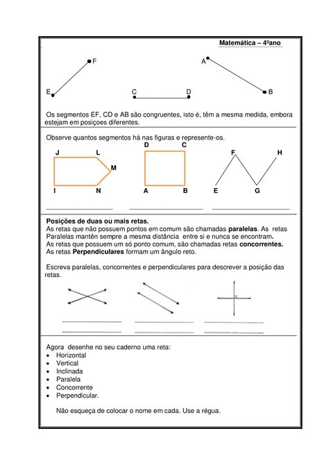 Atividade Retas Paralelas E Perpendiculares 4o Ano REVOEDUCA