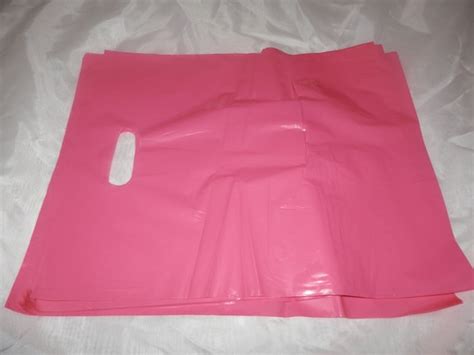 100 12x15 Glossy Pink Plastic Merchandise Bags Handle Retail Etsy