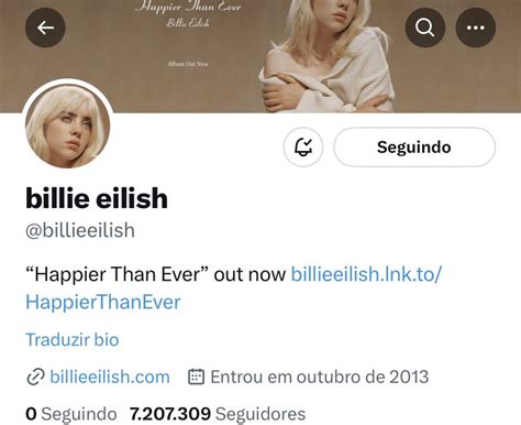 Info Billie Brasil On Twitter PERDEU TUDO O Perfil De Billie Eilish