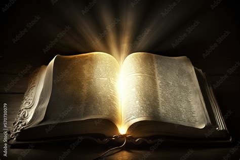 Holy Bible with light emitting from it, generative ai Stock ...