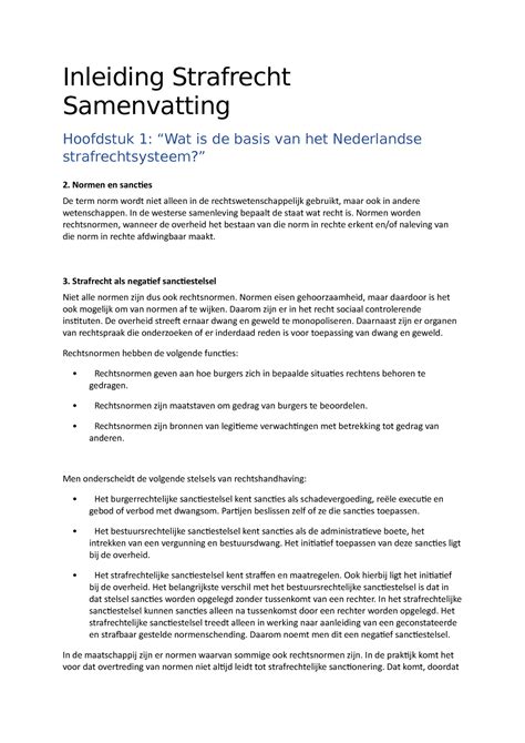 Samenvatting Hoofdstuk Boek Beginselen Van Strafrecht E Druk Ch