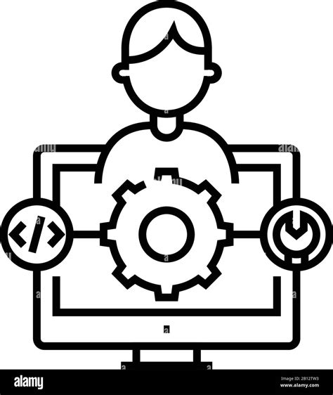 Computer Master Line Icon Concept Sign Outline Vector Illustration Linear Symbol Stock Vector