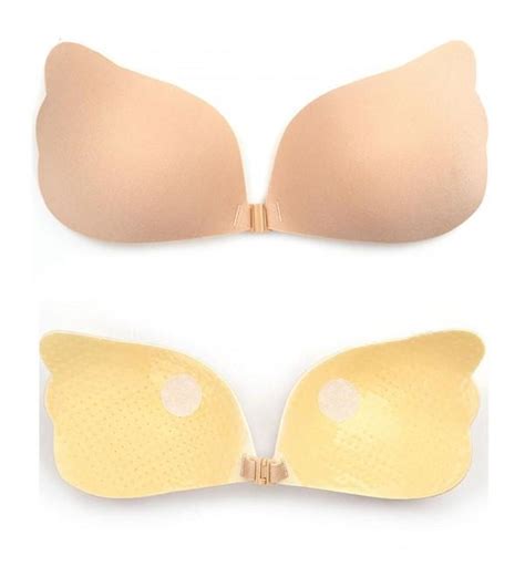 Women Adhesive Strapless Bra Push Up Sticky Backless Bras Nude C2185AE0I60