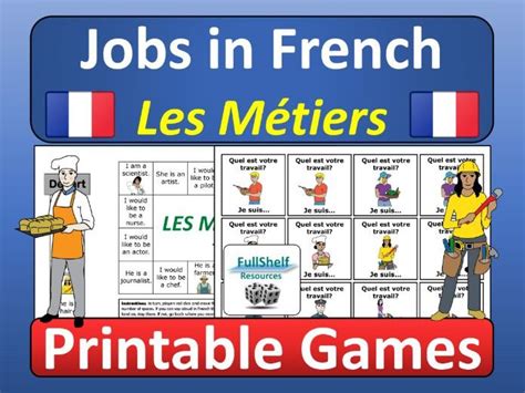 French Jobs Les Metiers Fun Games Teaching Resources