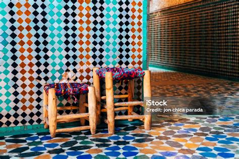 Colorful Ornamental Tiles At Moroccan Courtyard Stock Photo Download