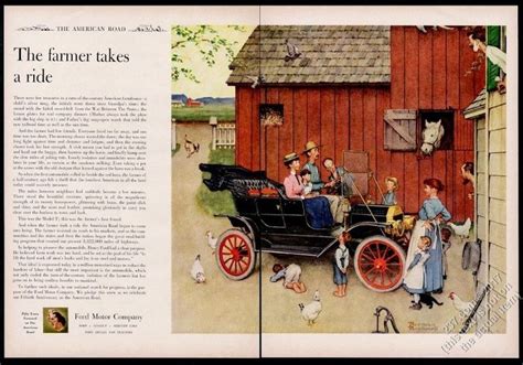 1953 Ford Model T Car Norman Rockwell Color Art Vintage Print Ad Norman Rockwell Norman