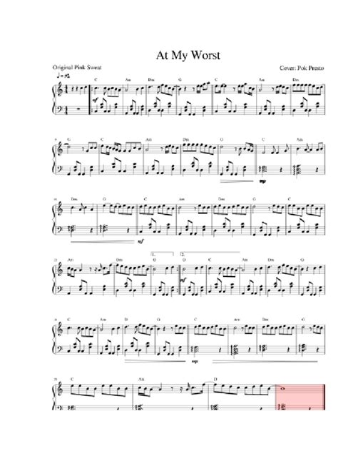 At My Worst Piano Pdf