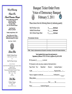 Fillable Online Vfwwebcom Banquet Ticket Order Form VFW WebCOM Fax