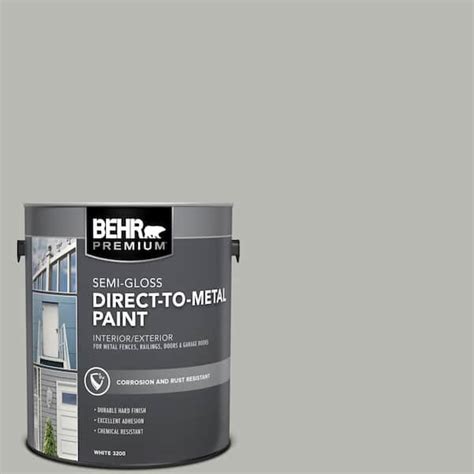 Behr Premium 1 Gal Ppu18 11 Classic Silver Semi Gloss Direct To Metal Interior Exterior Paint