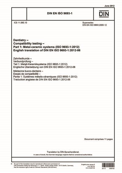 DIN EN ISO 9693-1:2012 - Dentistry - Compatibility testing - Part 1 ...