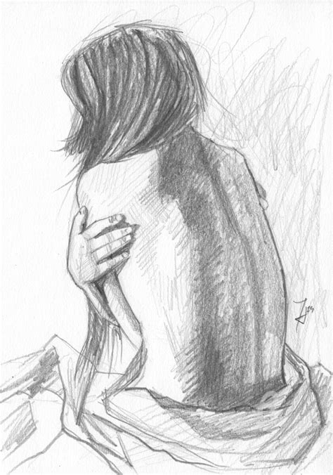 Female Nude Sketch Miniature Drawing Drawing By Anita Mihalyi