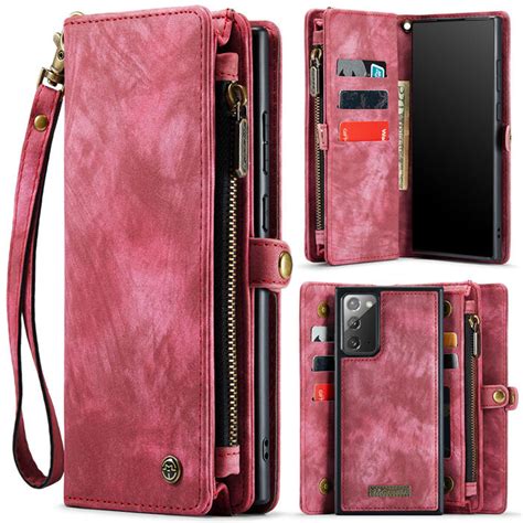 CaseMe Samsung Galaxy Note 20 Wallet Case with Wrist Strap Red