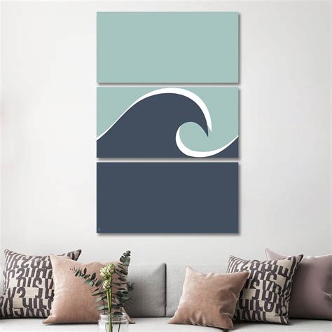 Icanvas Ocean Wave Blue Aqua By Lyman Creative Co 3 Piece Wall Art