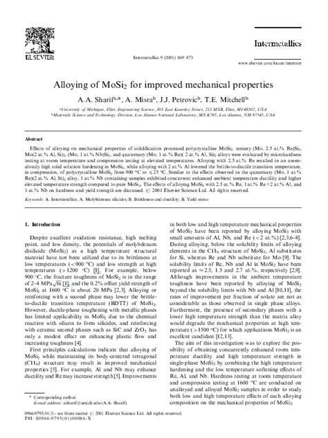 (PDF) Alloying of MoSi 2 for improved mechanical properties