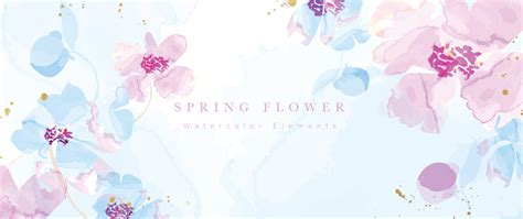 Spring Floral In Watercolor Vector Background Luxury Flower Wallpaper