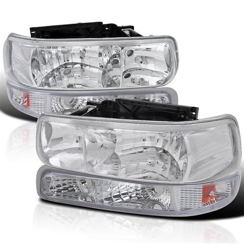 Spec D Tuning Chrome Housing Clear Lens Headlights Bumper Lights